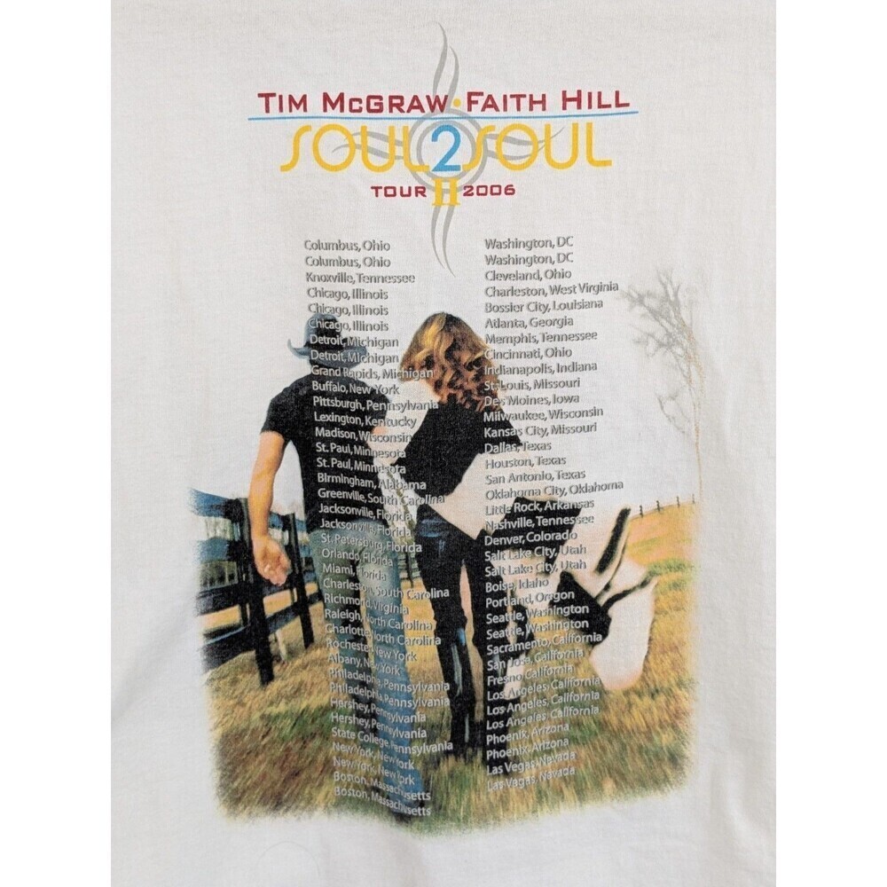Vintage Tim McGraw Faith Hill Soul2Soul Tour Shirt Sz Large Country 2006 Tee - Picture 3 of 7